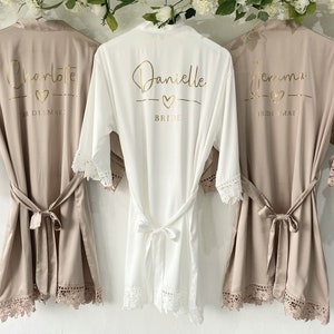 Taupe Bridesmaid Robes Bride Gift Bride Robe Bridesmaid Gift Satin Lace Robe Bride Rose Gold Bridal Party Robes Personalised Robe