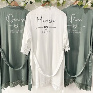 Eucalyptus Bridesmaid Robes Bride Gift Bride Robe Satin Lace Robe Bride Dressing Gown Bridal Party Robes Wedding Robe Personalised Robe