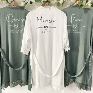 Bridesmaid Robes Bride Gift Bride Robe Bridesmaid Gift Satin Lace Robe Bride Dressing Gown Bridal Party Robes Wedding Robe Personalised Robe