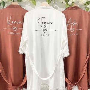 Robes de demoiselle d'honneur rouille cadeau de la mariée robe de mariée cadeau de demoiselle d'honneur robe de mariée en dentelle satinée robe de chambre mariée robes de mariée orange robe personnalisée