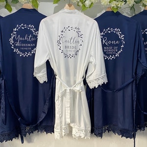 Bridesmaid Robes Bride Gift Bride Robe Bridesmaid Gift Satin Lace Robe Bride Dressing Gown Bridal Party Robes Wedding Robe Personalised Robe