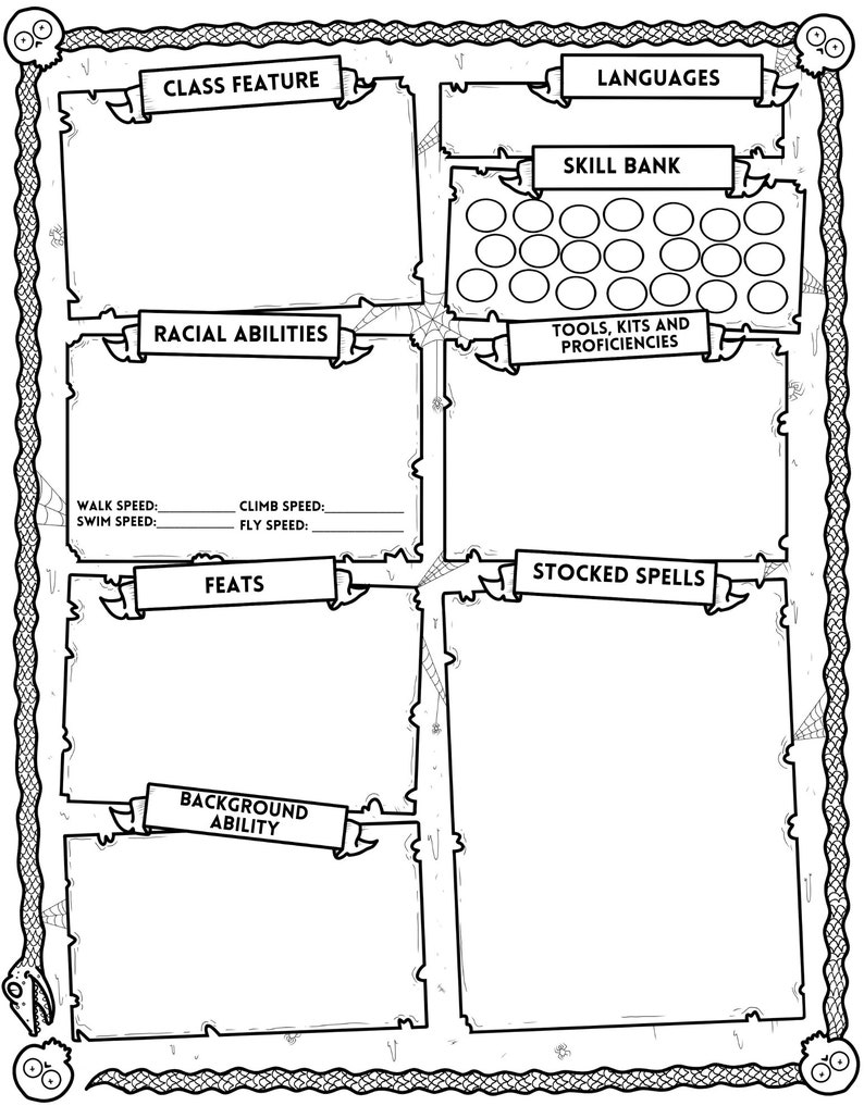 Dungeons and Dragons Downloadable Character Sheet spooky - Etsy