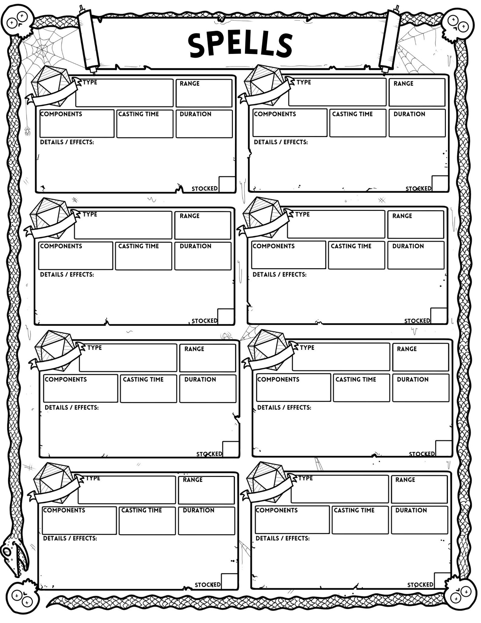 Dungeons and Dragons Downloadable Character Sheet spooky - Etsy