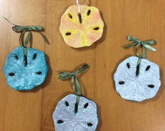 Set of Sand dollar Ornaments, Ocean/Beach Décor, Tree/plant ornaments, Hanging Shell Decor