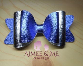Blue and Silver Metallic Bow