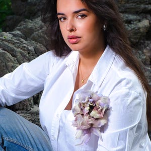 Light purple flower brooch, Large fabric brooch, Party flower, Unusual accessories for women, Birthday gift for best friend women