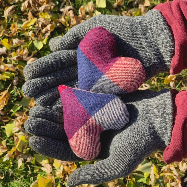 Blue flannel heart microwaveable hand warmers, hot cold pack, Fall wedding favor, Stocking stuffer gifts under 10