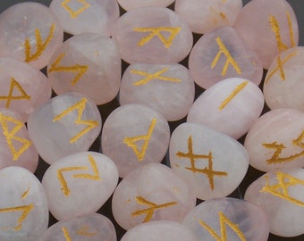 Rose Quartz runes Crystal Rune Stones Elder Futhark Rune set Viking Runes Runic alphabets Healing stones