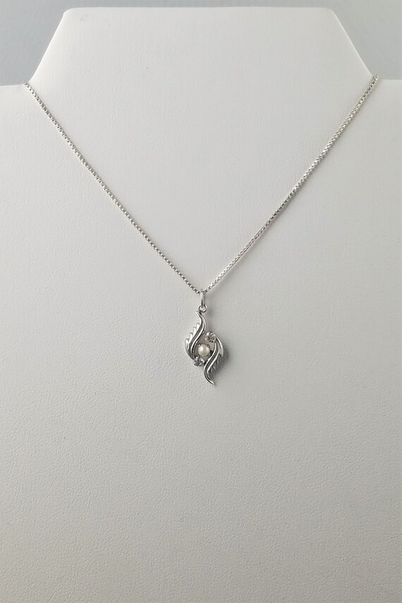 Vintage Pearl and CZ Sterling Silver Necklace