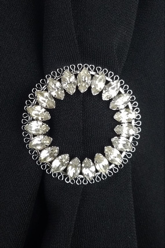 Vintage Sterling Rhinestone Wreath Brooch - Signed