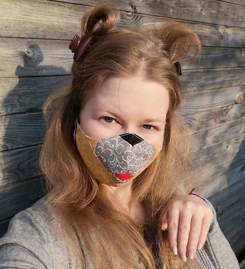 Animal face mask PDF pattern with a pocket for filter Etsy