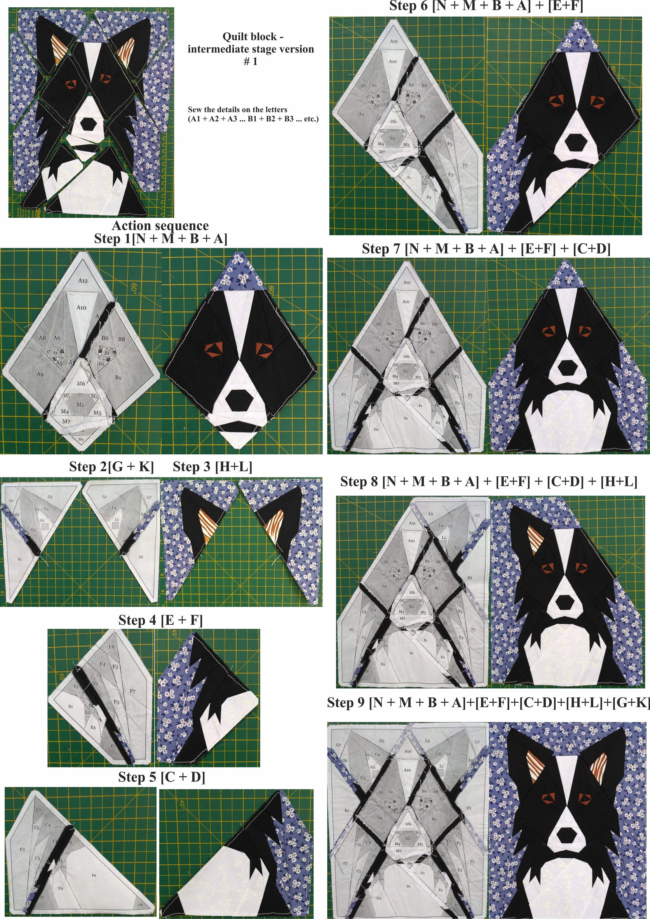 Border Collie quilt block Etsy