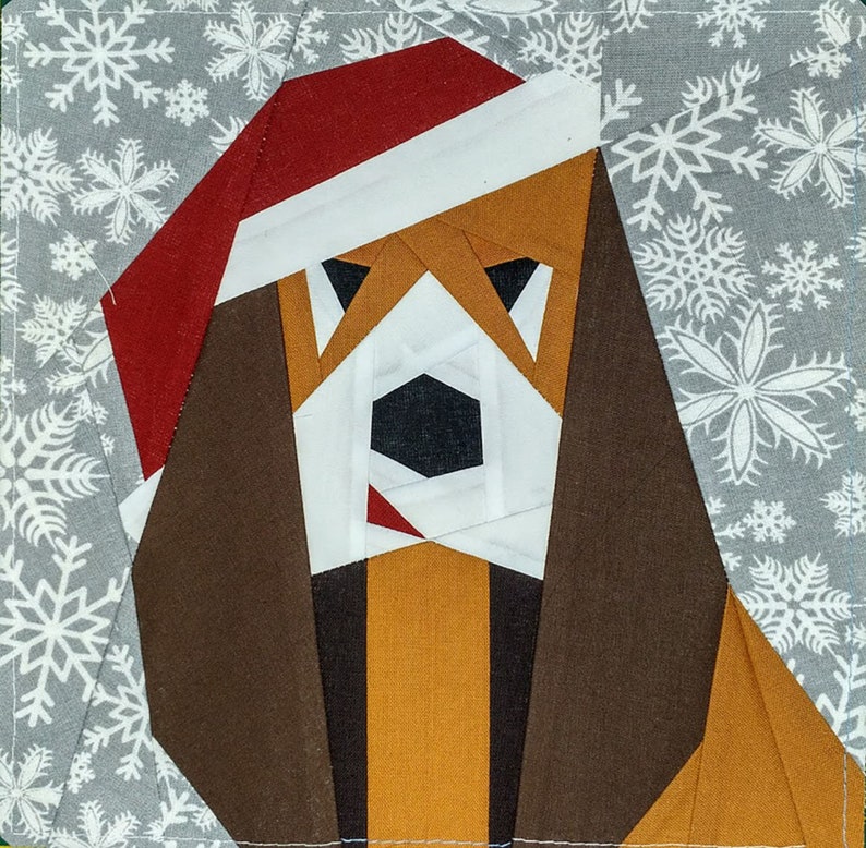 Christmas Basset hound PDF quilt block pattern Etsy