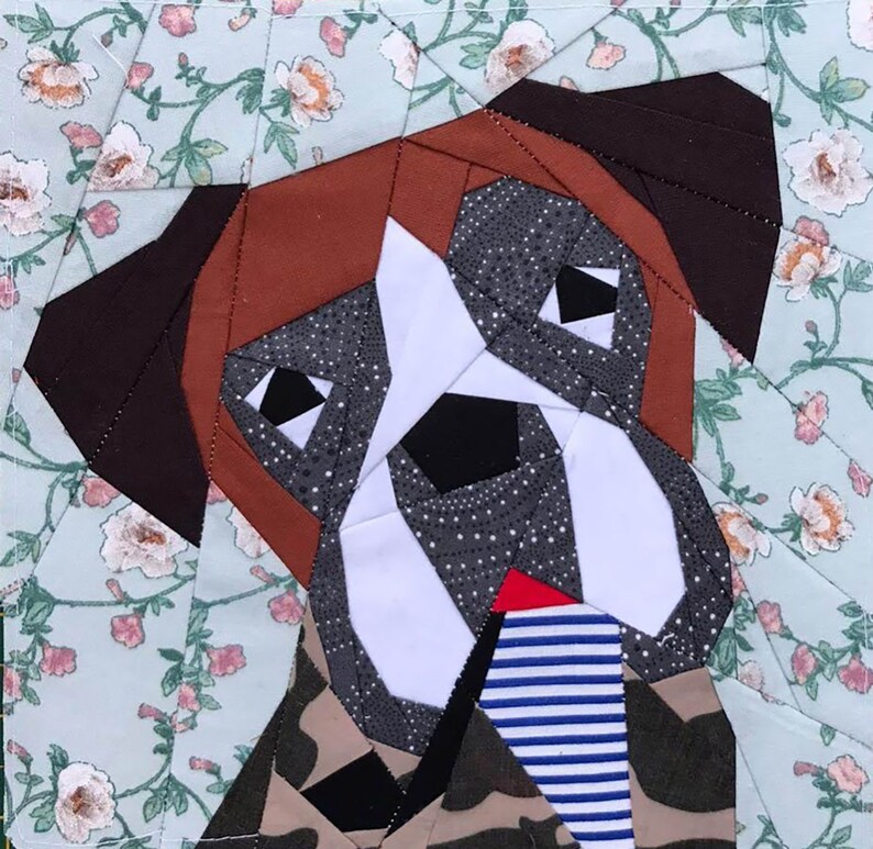 Set of 2 Boxer dog Quilt Block Pattern 20 Savings Etsy