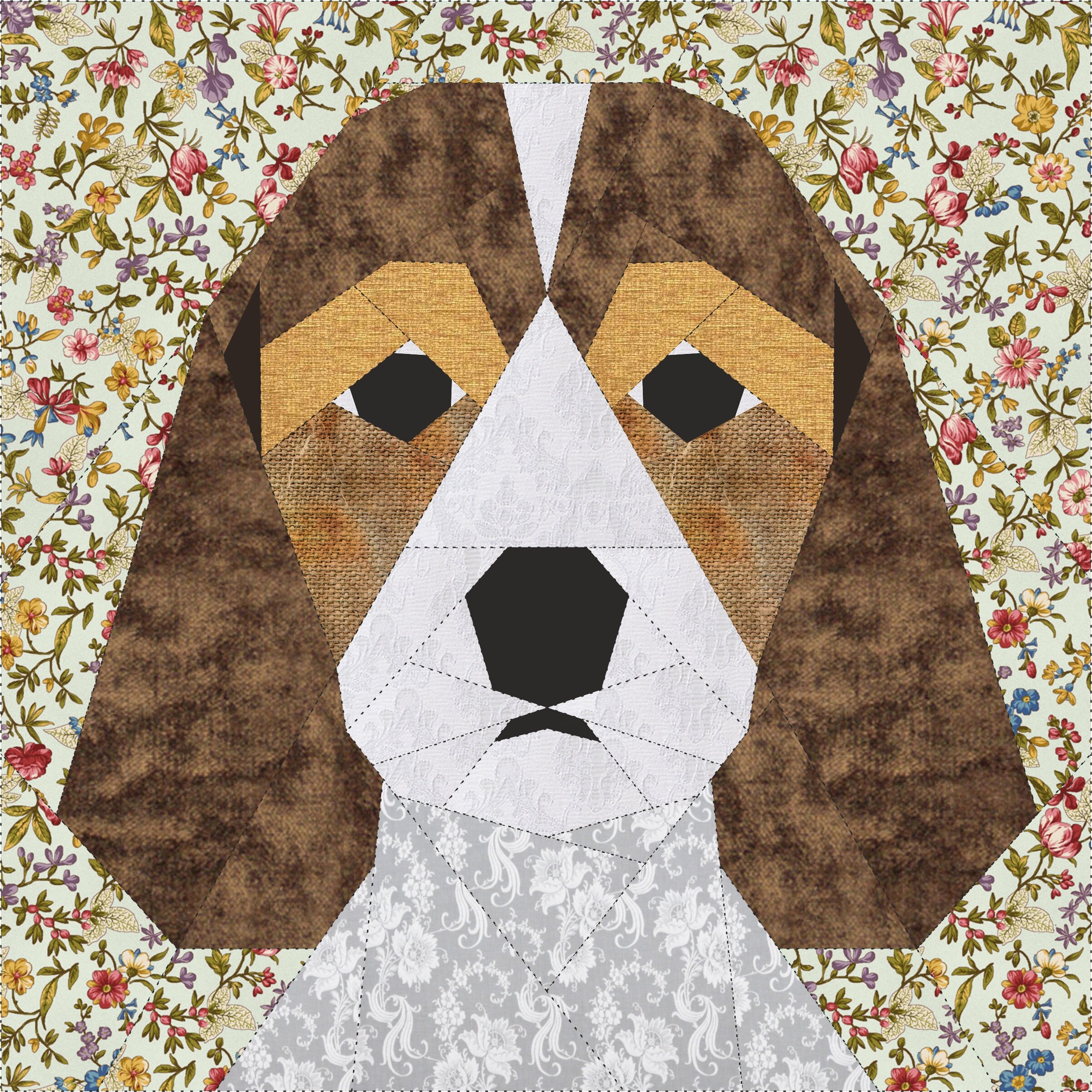 Beagle Quilt Block PDF Pattern 3 versions threecolor and Etsy