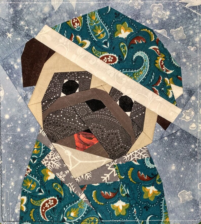 Pug Christmas PDF quilt block Pattern | Etsy