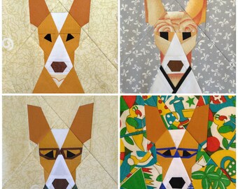 Dog quilt block pattern, Basenji, Animal quilt, Modern home decor, Instant download, Paper Piecing, Beginner Quilt Pattern & Tutorial