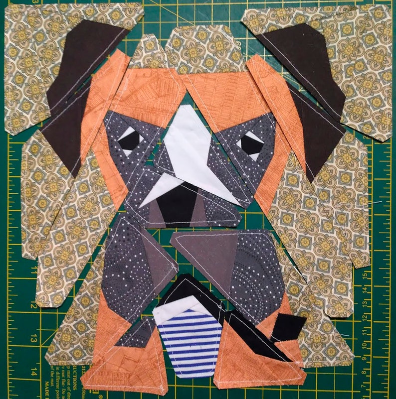 Boxer dog Quilt Block Pattern fullface Etsy