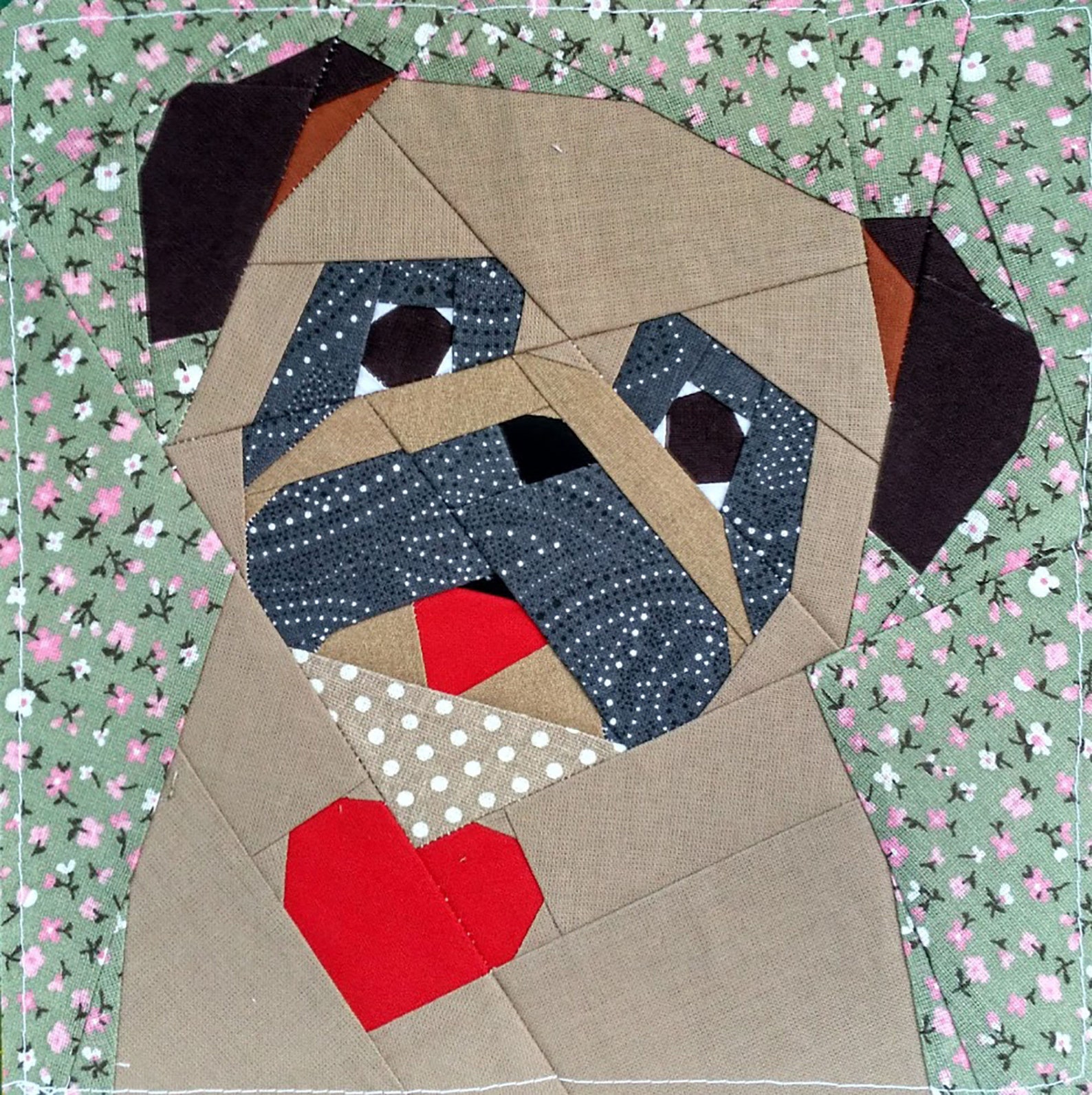Pug Quilt Block PDF Pattern 2 with tilt 4 versions Etsy