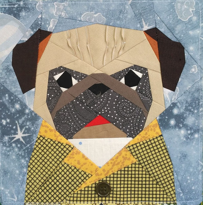 Pug Quilt Block PDF Pattern 1 full face 4 versions Etsy