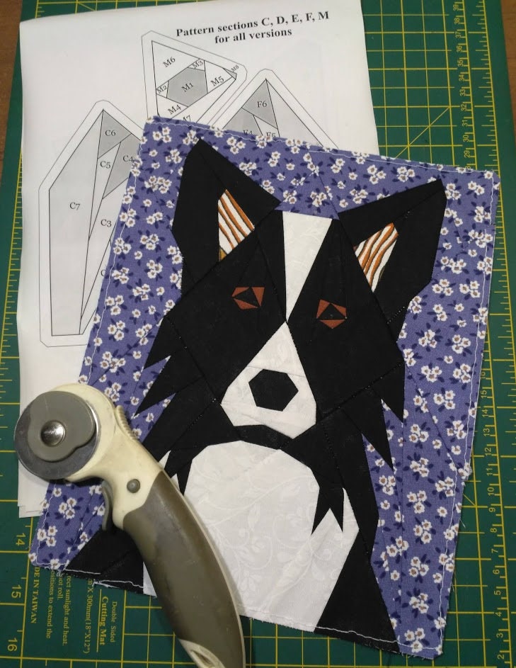 Border Collie quilt block Etsy