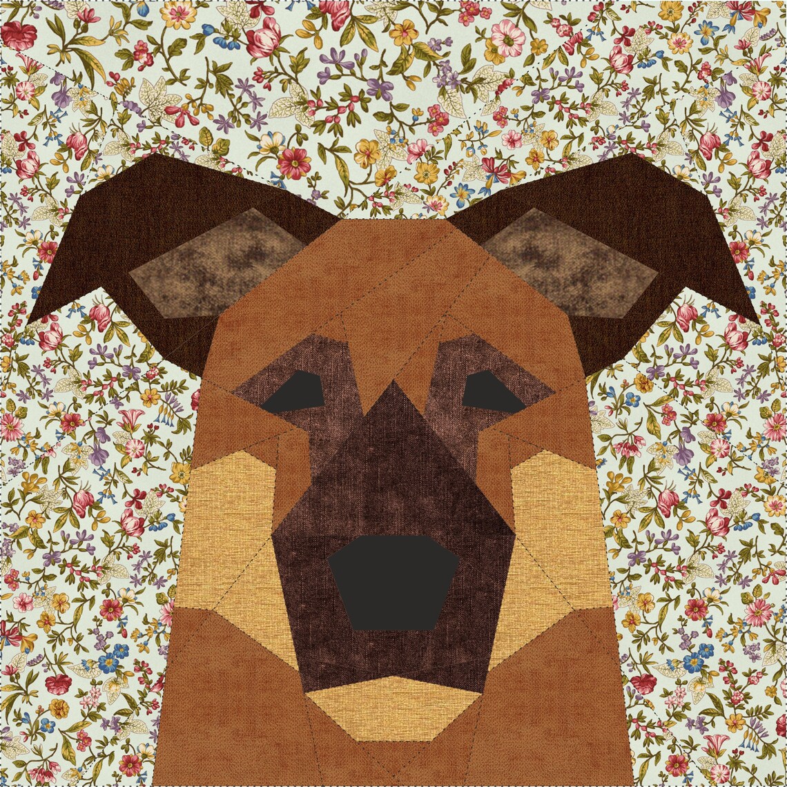 German Shepherd quilt block PDF Pattern Etsy