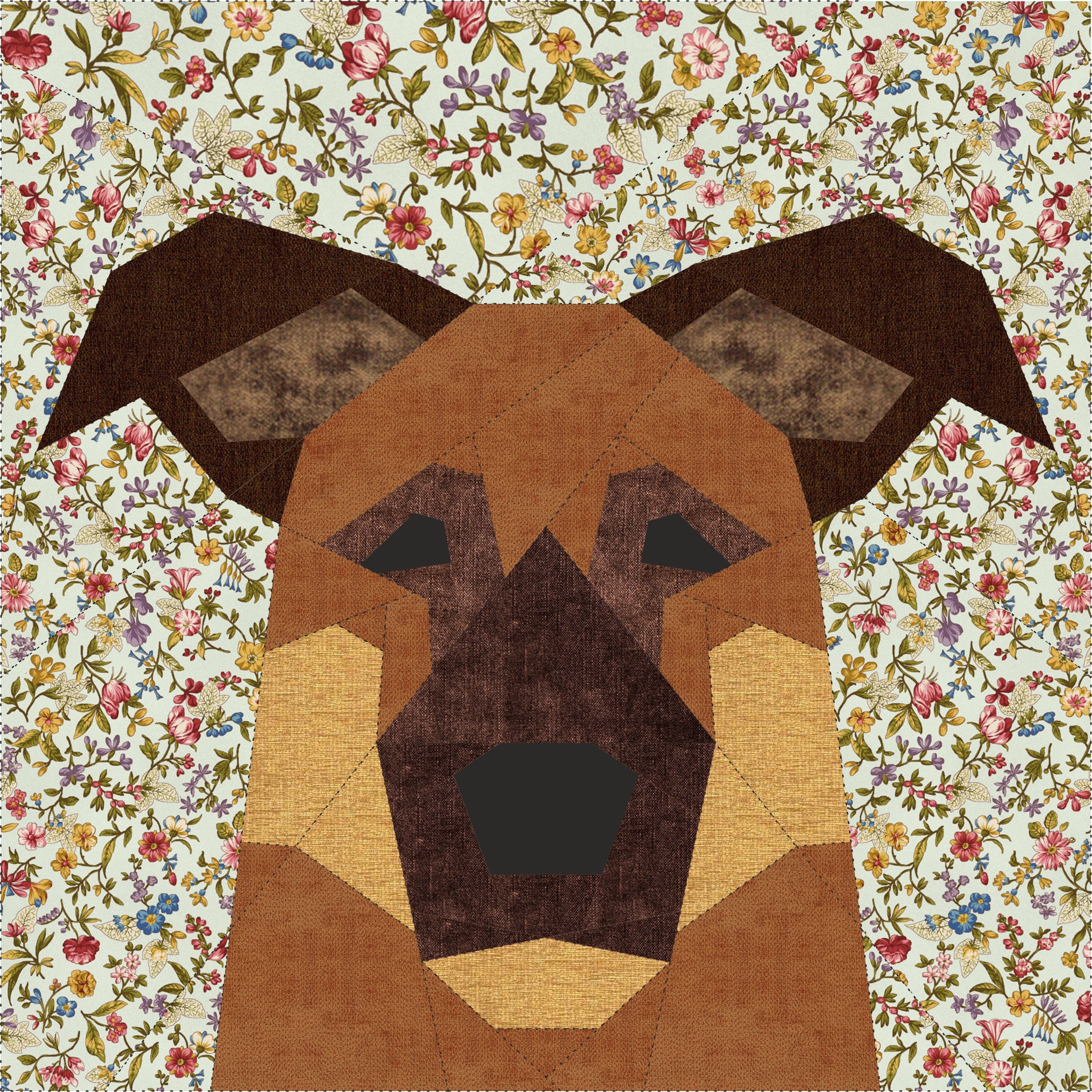 German Shepherd quilt block PDF Pattern Etsy