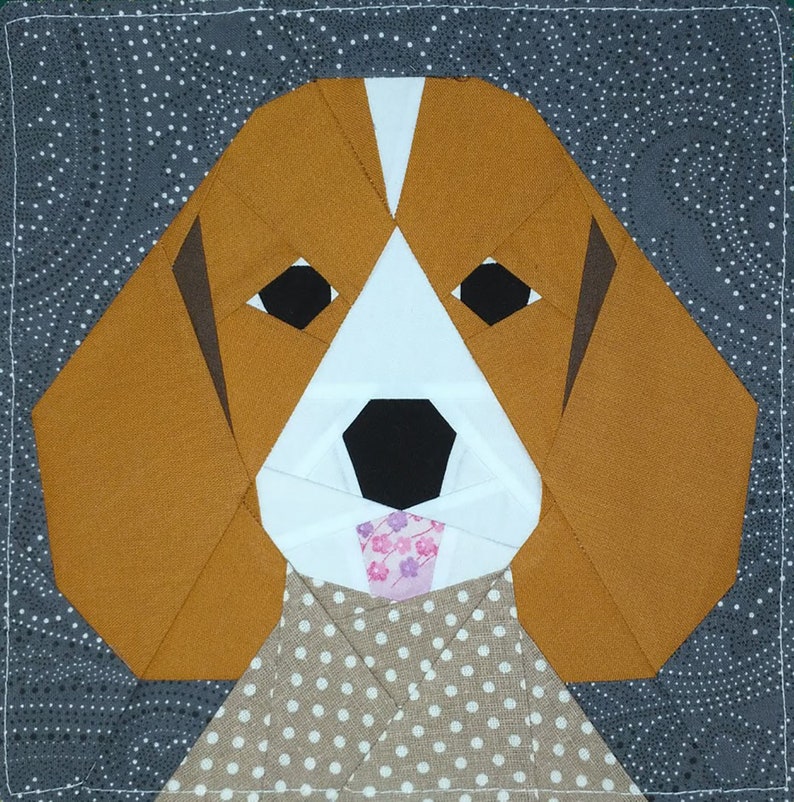 Beagle Quilt Block PDF Pattern 3 versions threecolor and Etsy