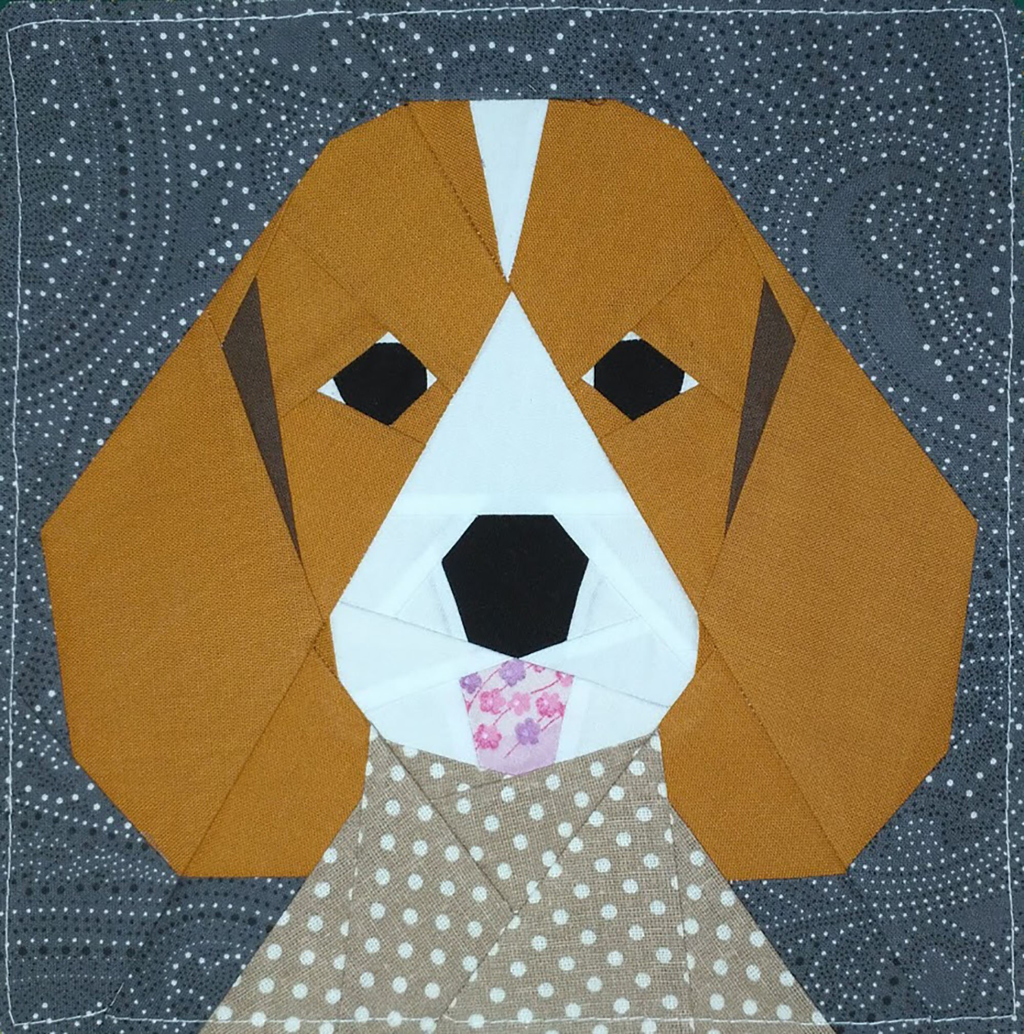 Beagle Quilt Block PDF Pattern 3 Versions Three color And Etsy