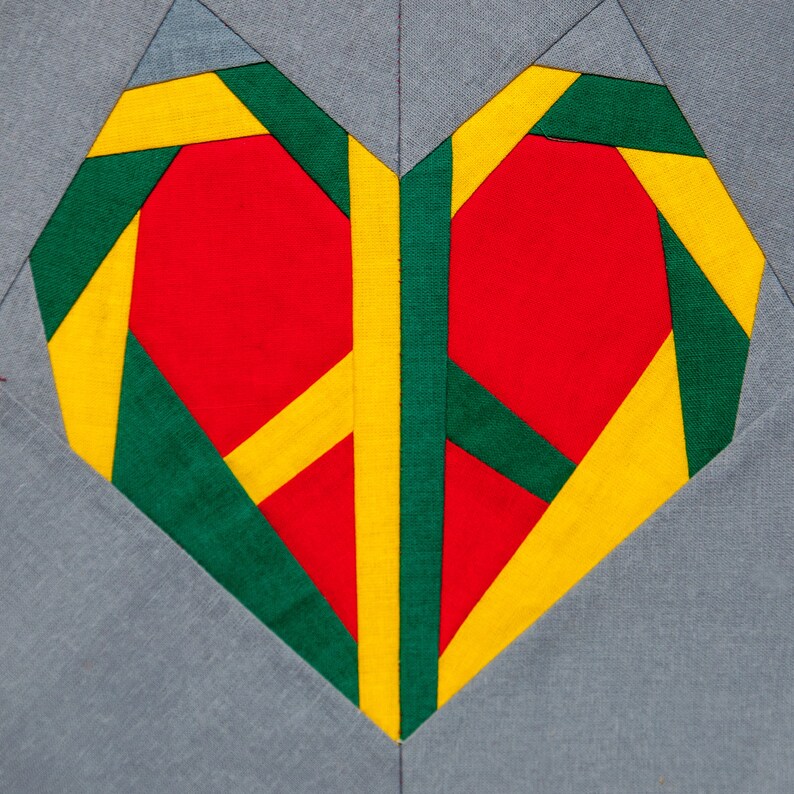 Peace sign heart Quilt block PDF pattern Etsy