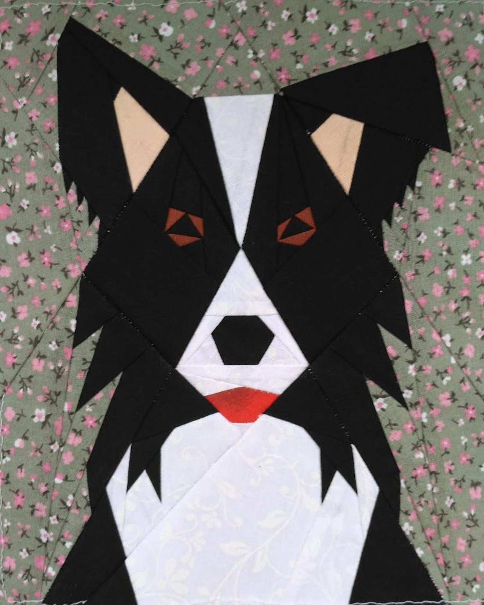 Border Collie quilt block Etsy