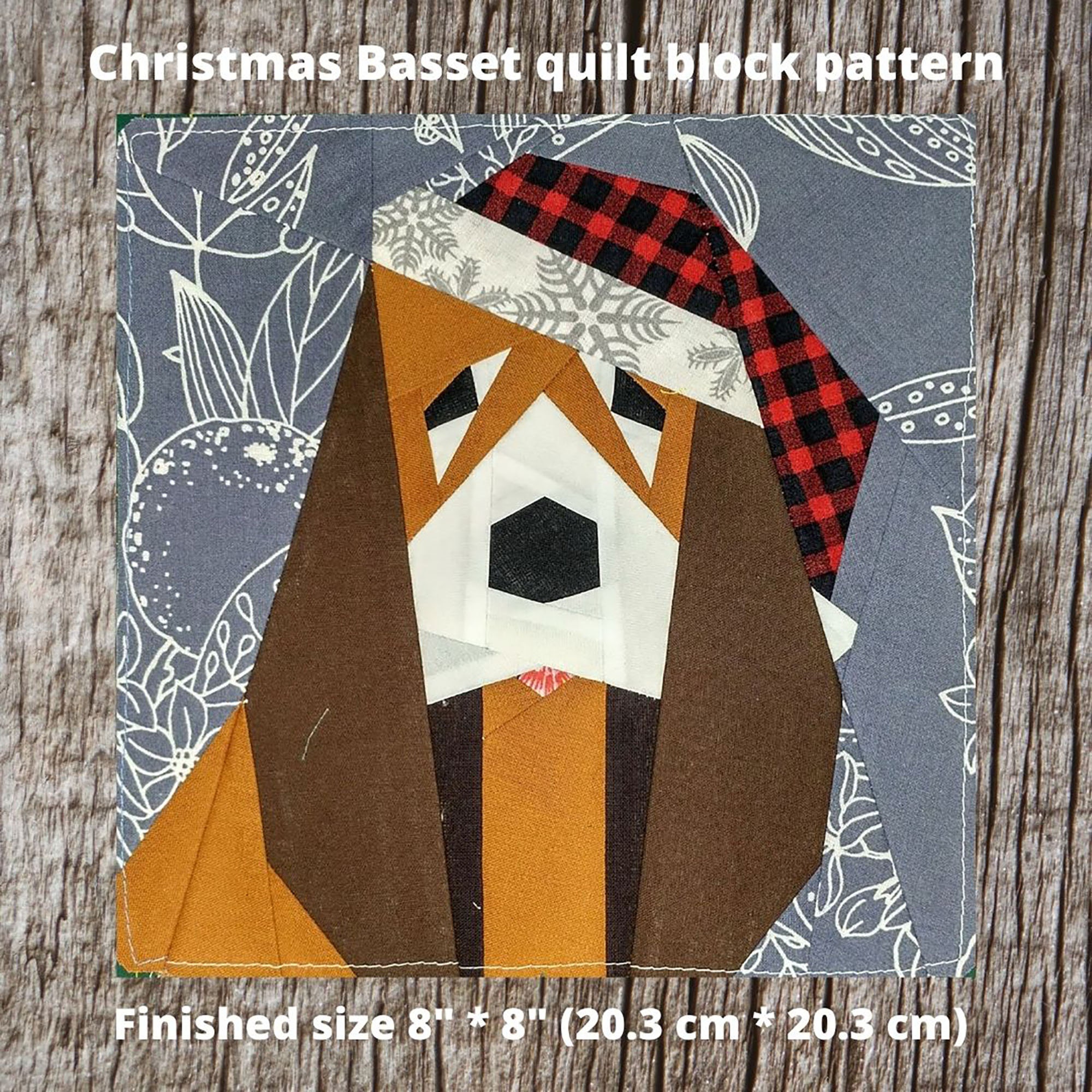 Christmas Basset hound PDF quilt block pattern Etsy