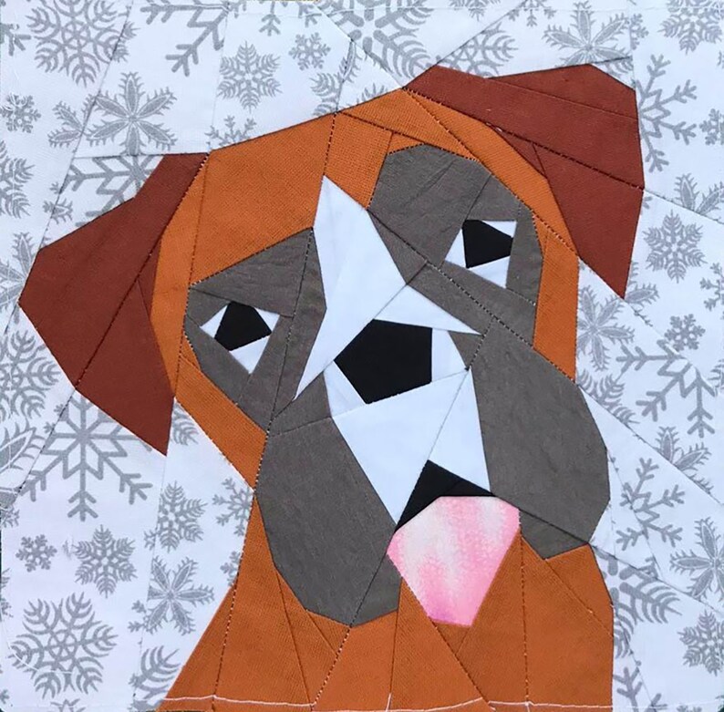 Set of 2 Boxer dog Quilt Block Pattern 20 Savings Etsy