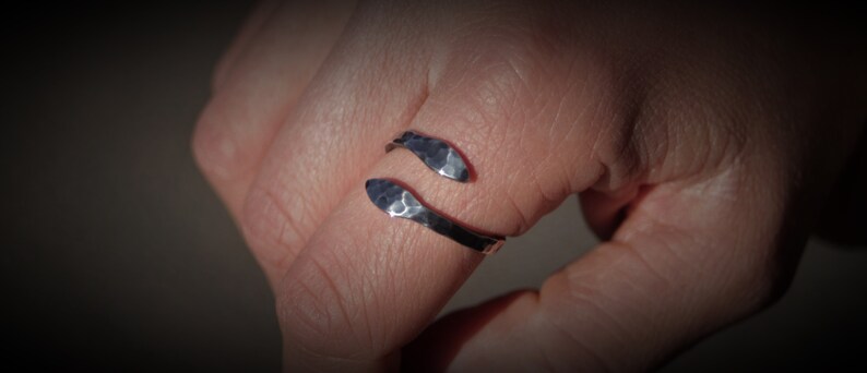 hammered ring handmade statementring blackened ring curved sterling silver luminous hole Celtic Rustic silver ring