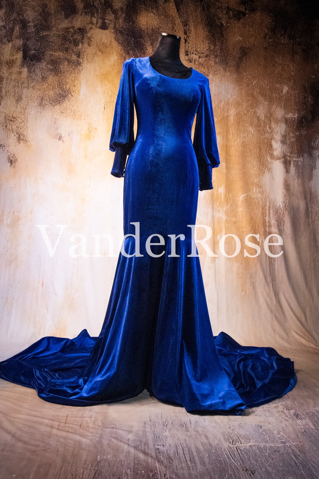 Elegant Velvet High-Neck Mermaid Gown with Chest Cutout, Rhinestone Accents & Floor-Length Train