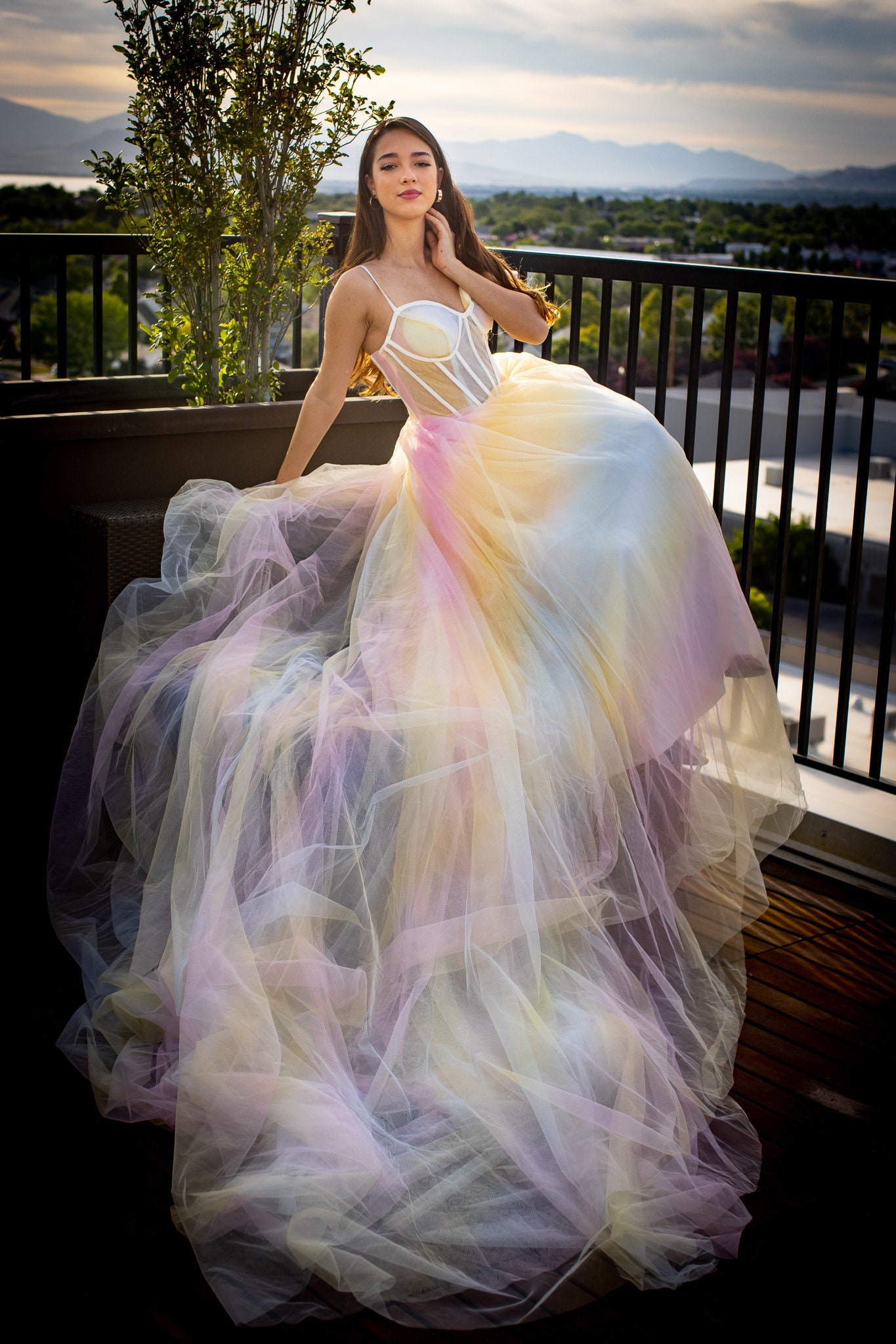 rainbow wedding dress