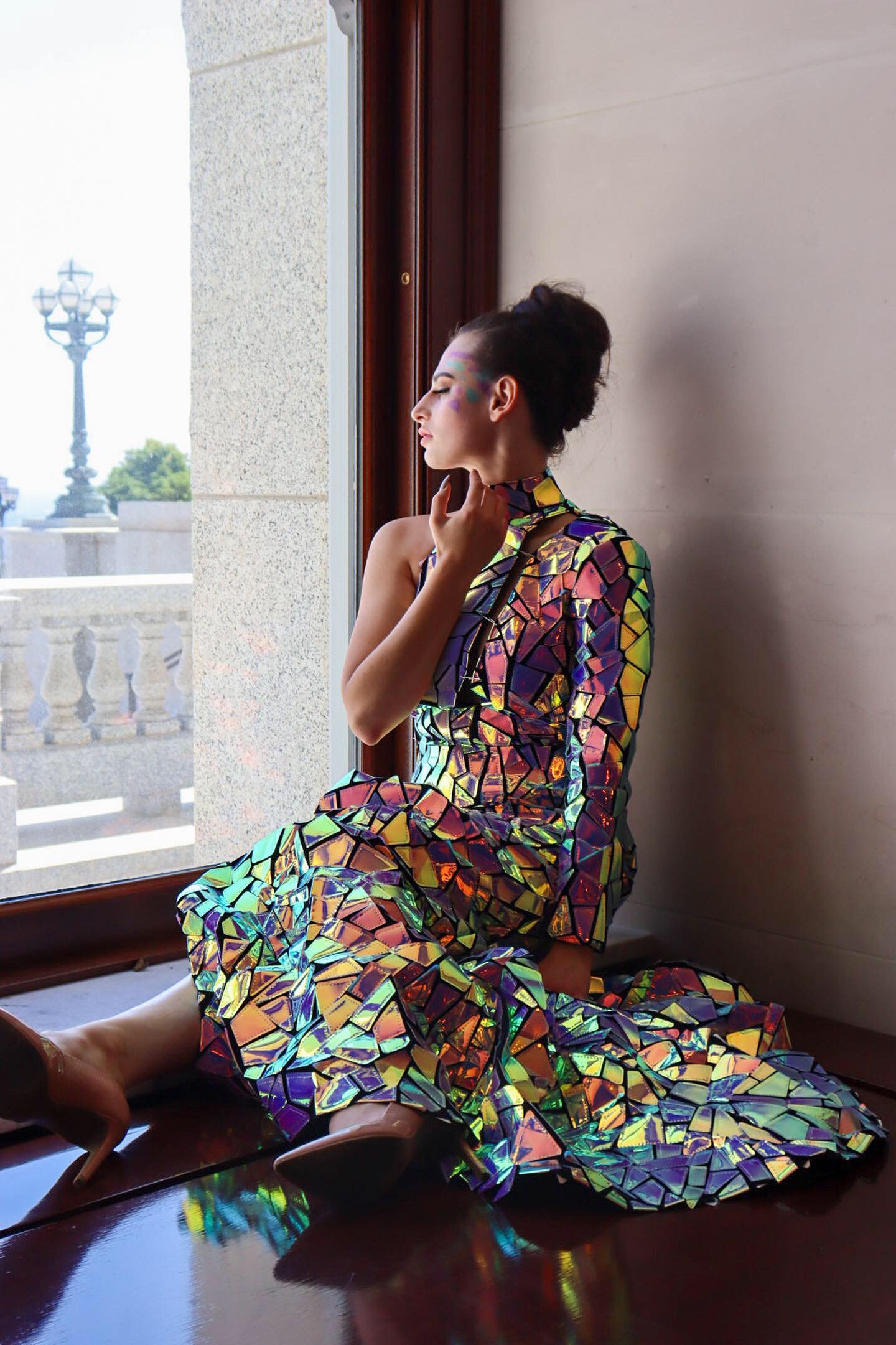 Abstract Pastel Holographic Dress