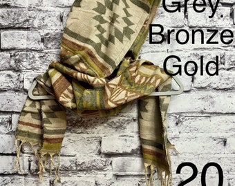 Tan Aztec Hooded Scarves