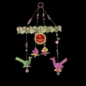 Eco Friendly Parrots Lotus Torans GREEN Pair | Half saree Wedding Puja Festivals | Classical Dance Jewelry