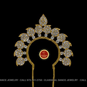 white Stone Tiara Crown Indian Jewelry | Kireet | Bharatnatyam, Kuchipudi, Engagement, Weddings, Birthdays | Classical Dance Jewelry