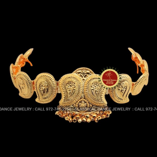 Gold Mango Waist Belt Indian Jewelry | Oddiyanam Kamarbandh | Bharatnatyam Kuchipudi Engagement Weddings | Classical Dance Jewelry