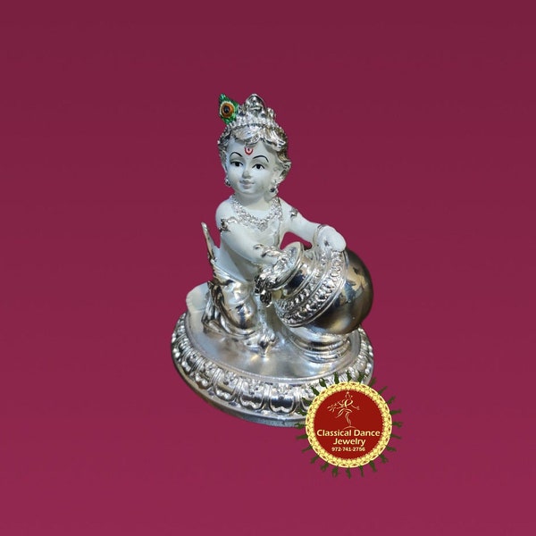 Silver Coated Krishna idol | Return gifts Haldi/Pasupu kumkum  Pongal, diwali, Parties, Annaprasanna, Weddings | Classical Dance Jewelry