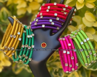 KIDS ADULTS Colorful Silk Thread Bangles Set  | Indian Jewelry Wedding Bangles Choodi Gajulu | Return gift | Classical Dance Jewelry