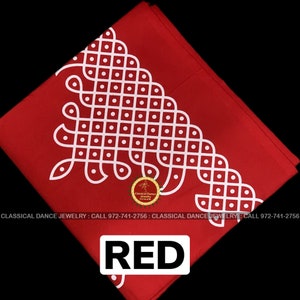 RED Muggu Rangoli Kolam Cotton Back Drop Cloth Ammavaru Weddings Puja Festivals | Classical Dance Jewelry