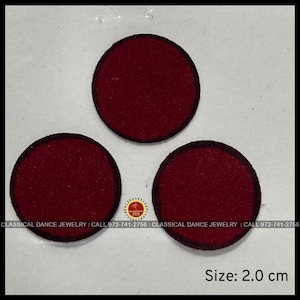 Große RUNDE 2 cm Bindi Sticker Kumkum Maroon SCHWARZER RAND Bharatanatyam/Kuchipudi / Hochzeit | Klassischer Tanzschmuck