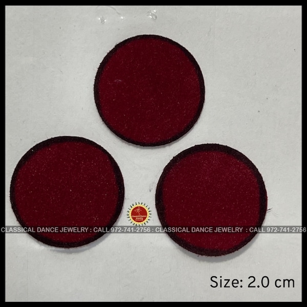 Large ROUND 2 cm Bindi Sticker Kumkum Maroon BLACK BORDER | Bharatanatyam/Kuchipudi / Wedding | Classical Dance Jewelry