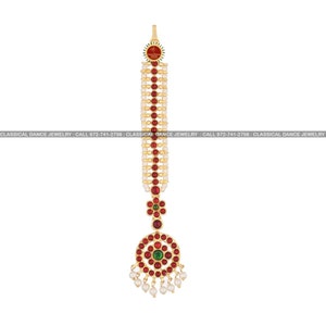 Pearls Round Tikka Kemp Gold Bead Temple Indian Jewelry | Bharatnatyam Kuchipudi Engagement, Weddings, Birthdays | Classical Dance Jewelry