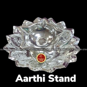 German Silver washable Aarti Puja Stand | Festivals Diwali, Engagement, Wedding | Classical Dance Jewelry