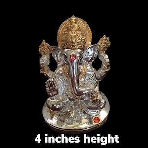 Gold Silver Coated Ganesha idol | Puja Idols Return gifts | Pongal, diwali, Parties, Weddings | Classical Dance Jewelry