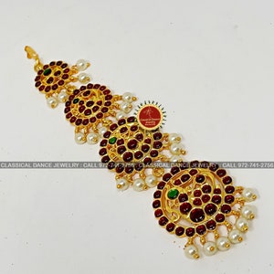 4 Step Round Peacock Tikka Kemp temple Indian jewelry | Bharatnatyam, Kuchipudi, Engagement, Weddings, Birthdays | Classical Dance Jewelry